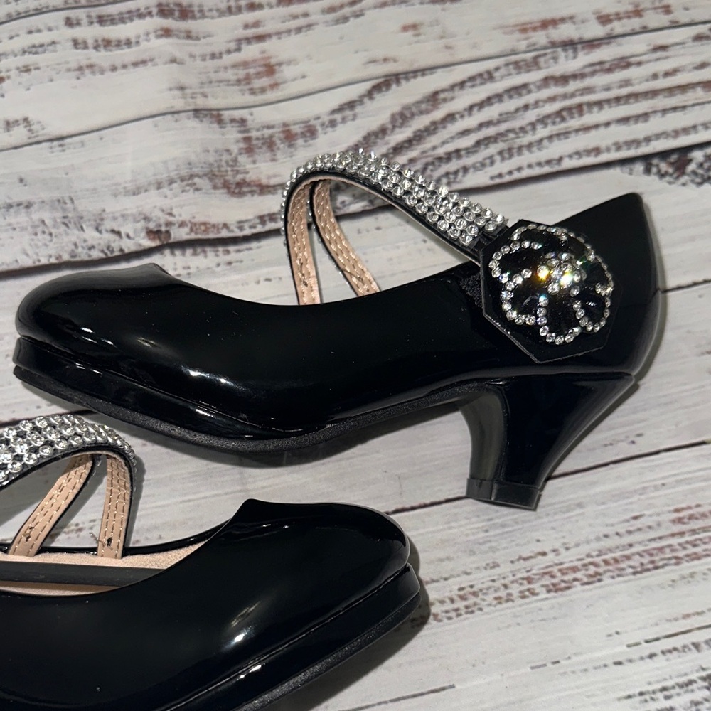 Link Black Dress Shoes with Rhinestone Straps Sz. 11 - Picture 5 of 8